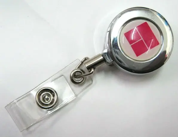 High quality carabiner hook retractable round metal badge reel