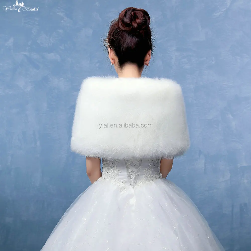 
LZP132 Adult Cute Butterfly Off Shoulder Wedding Fur Bolero Women Off White Winter Wedding Coat 