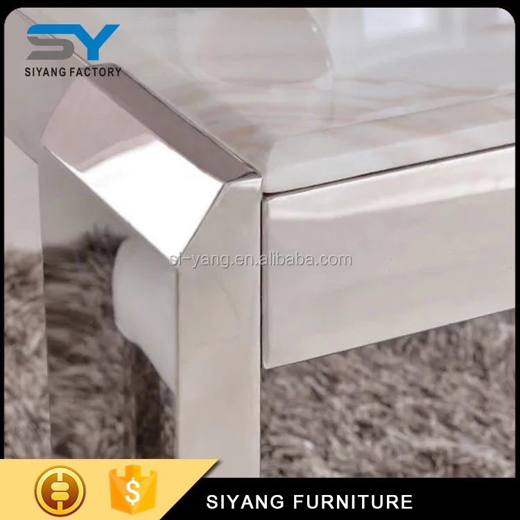 European classic luxury dining room sets stainless steel dining table designs CT009