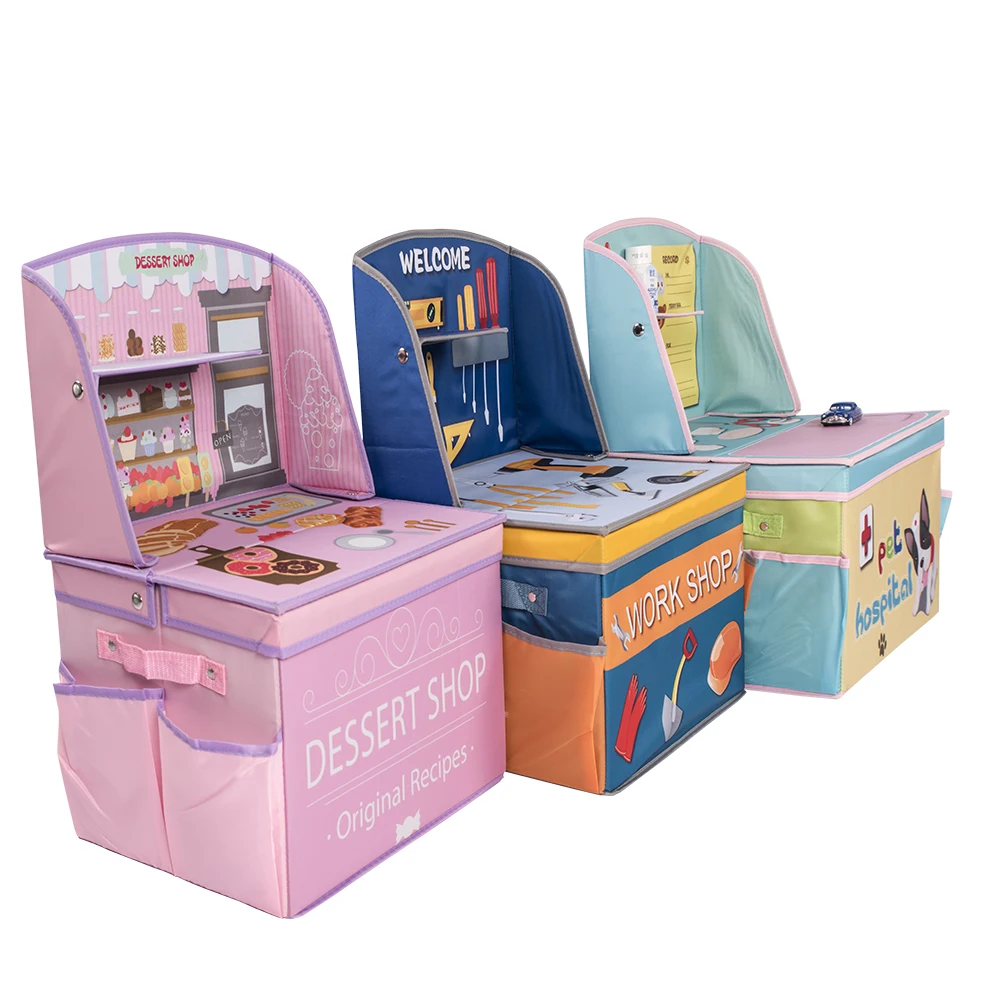 Kitchen Pretend Play Desk Folding Toy Storage Boxes And Bins
