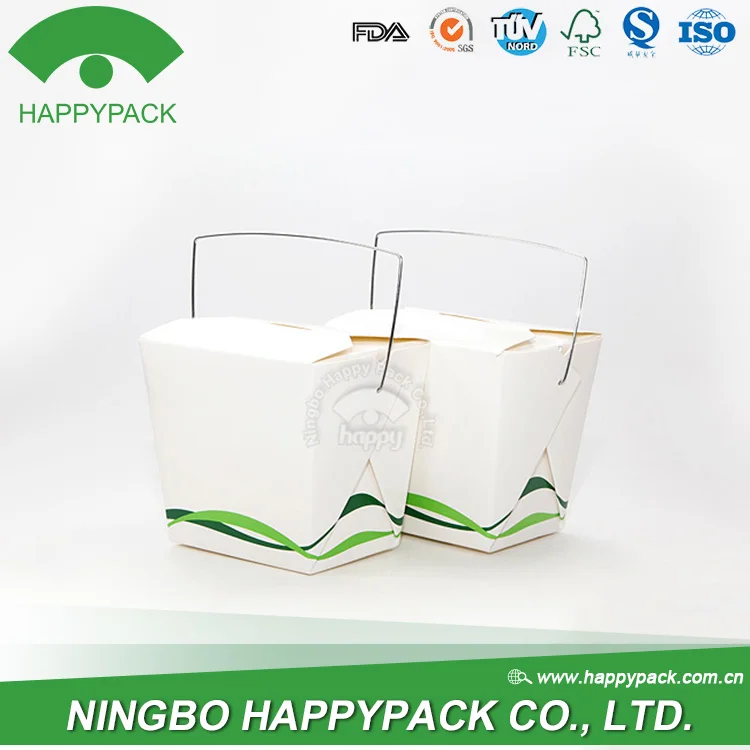 HAPPYPACK custom colour custom size take away noodle box with/without handle food container free sample square bottom