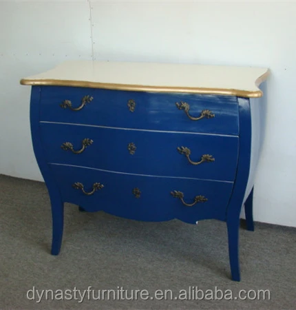 Винтажный античный деревянный темно-синий комод из дуба