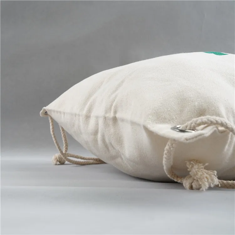 Canvas drawstring backpack for shopping and gym, cotton canvas string backpack drawstring cotton pouch bag