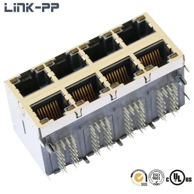 0833-2X4R-AY-F многопортовый разъем RJ45 с внутренним магнитным трансформатором