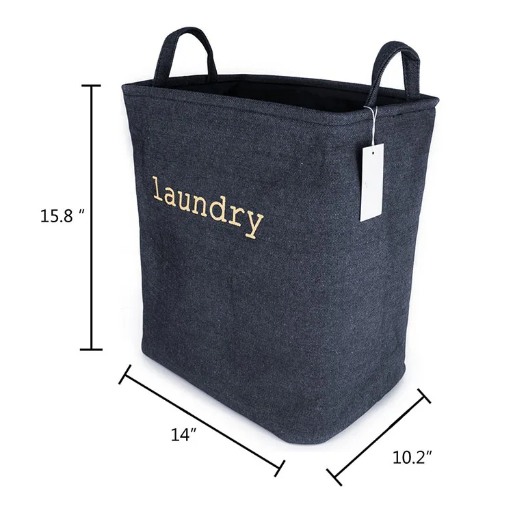 Custom Oem Fabric Folding Bathroom Laundry Basket 100% Cotton Liner With Handle Big Laundry Sorter