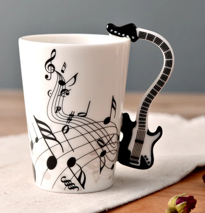Ceramic Cup Personality Music Note Mug Coffee Tea Cup Water Bottle Unique Gift Home Cafe
