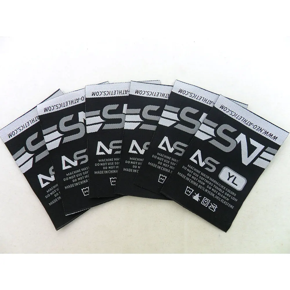 Woven labels cheap dress sewing apparel fabric name tags knitting labels
