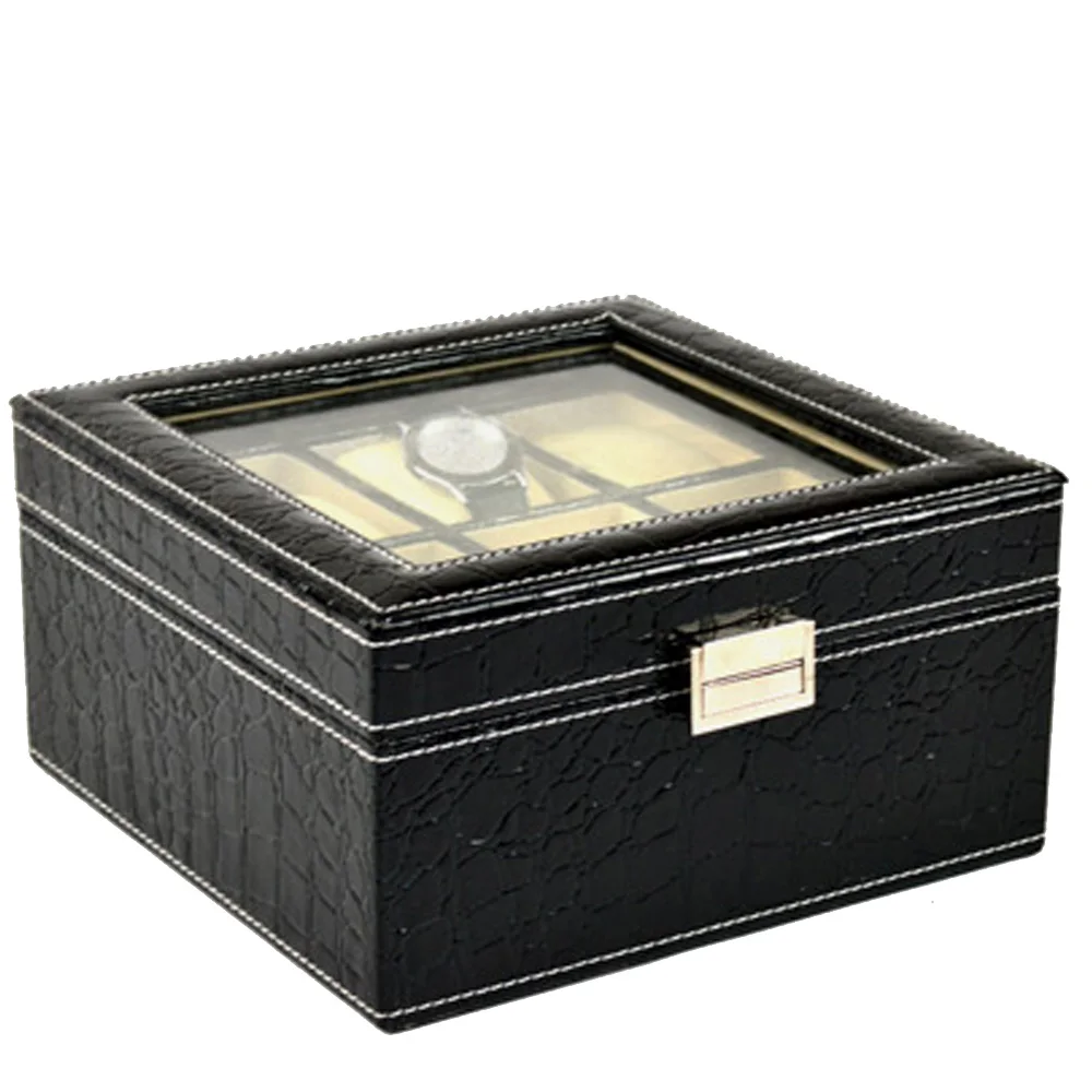 Новый дизайн фабрики, ручная работа, 2 слоя 6 сетки искусственная кожа коробка, коробка-витрина для часов