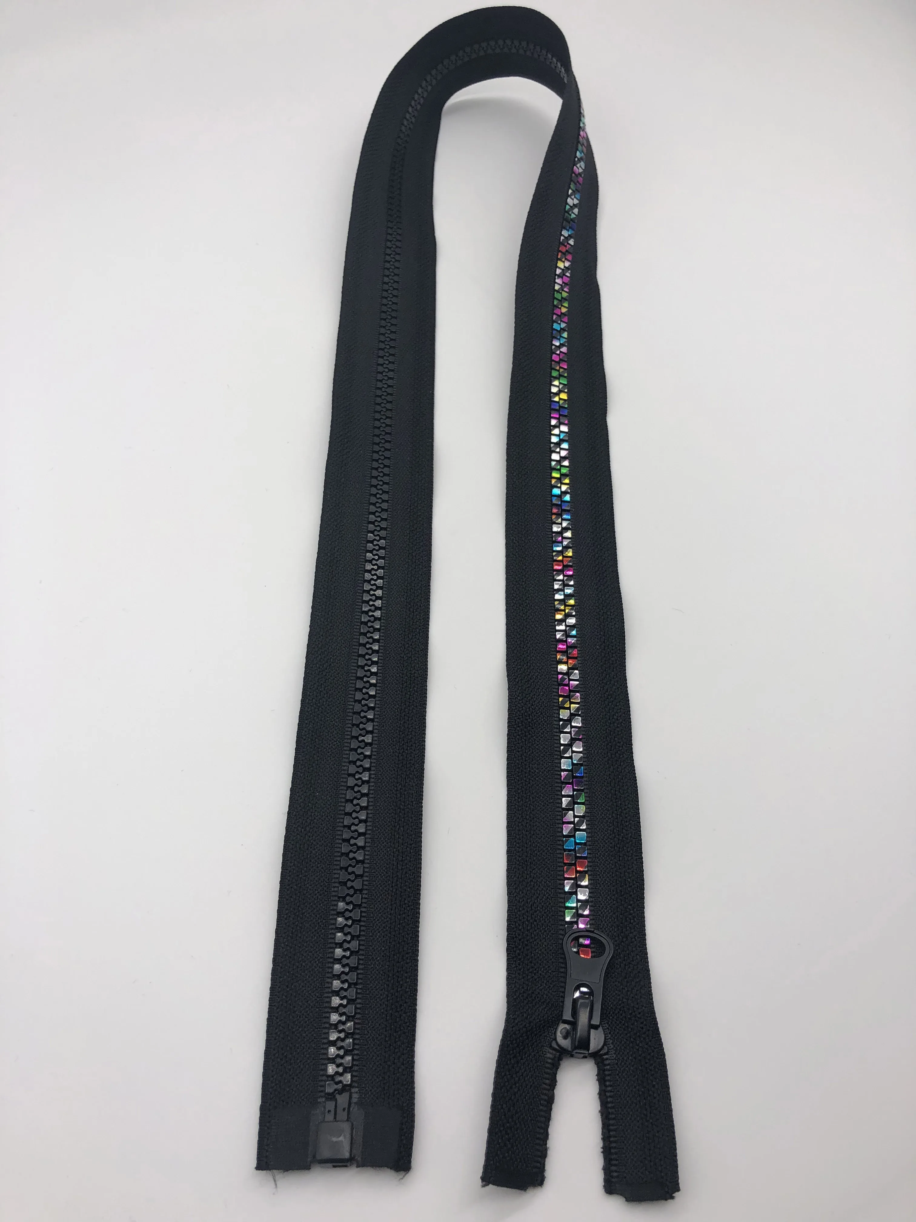 colored rainbow square teeth zipper tape durable plastic zip