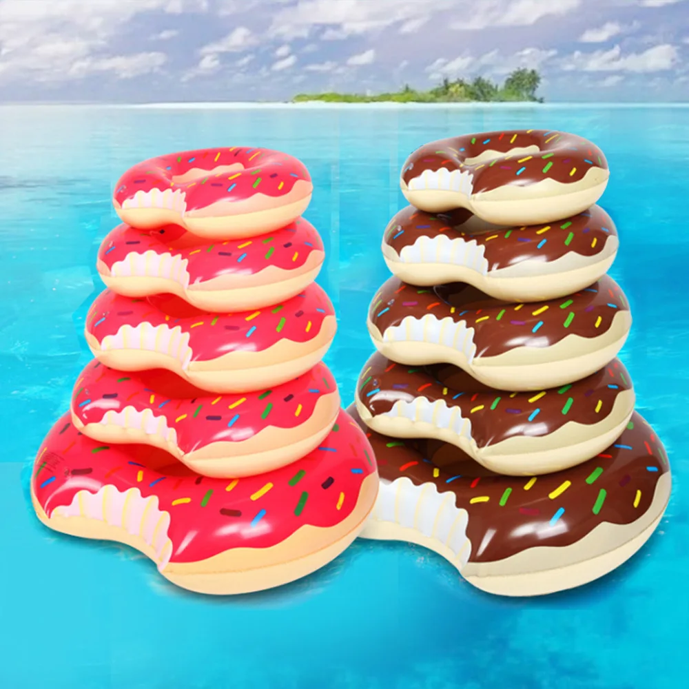 Inflatable eco-friendly pvc donut swim ring with heavy duty handle