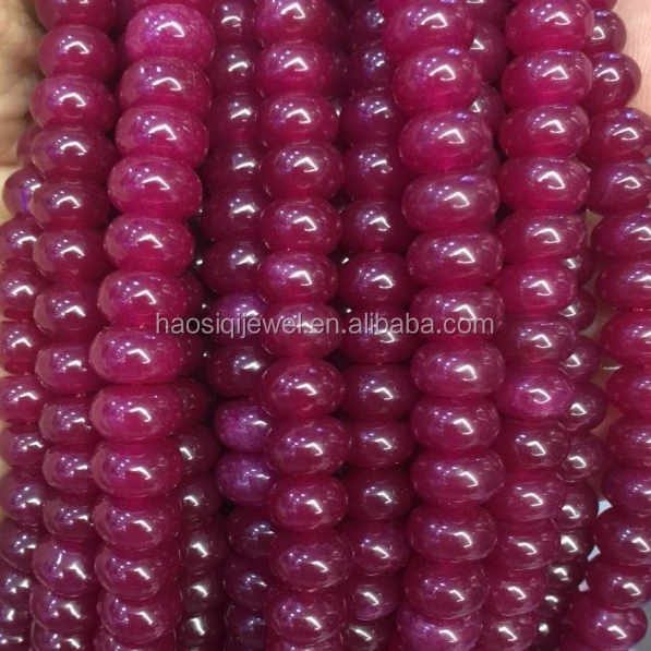 Wholesale loose ruby gemstone beads 5*8mm flat round rondelle shape ruby stone spacer bead for jewelry making