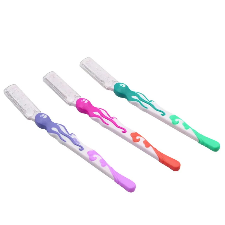 In stock portable eyebrow grooming blade cutter epilator facial shaver plastic personal beauty tool eyebrow blade