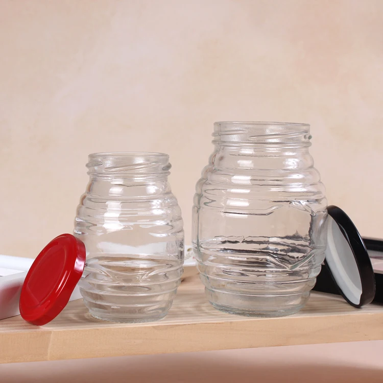
730ml 500g 1000g Honey Honeycomb Glass Bottle With Tin Plate Lid Bee Honey Jar 