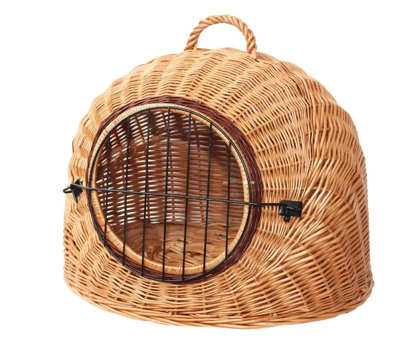 Wicker Travel Pet Bed, Natural Cat and Dog Carrier