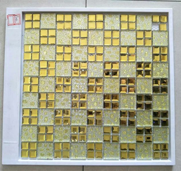300*300mm Gold shining crystal glass mirror mosaic