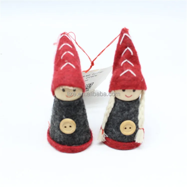 Christmas decoration home craft wood felt elf ornament