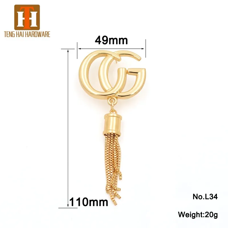 Hot sales hanging logo fashion handbag accessories metal tassels for making purses