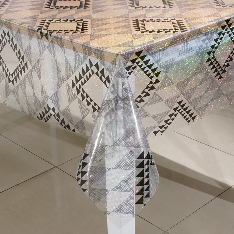 plastic transparent printed with flakes table cover roll tablecloth