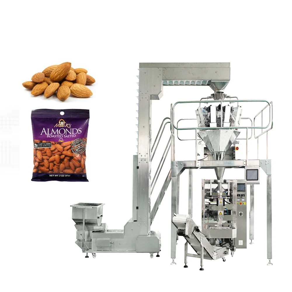 China factory vffs multihead weigher almond/cashew nut packing machine price