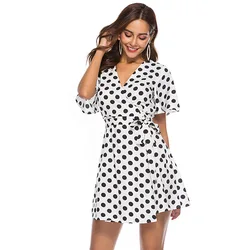 Maxnegio polka dot wrap dress women casual summer dress