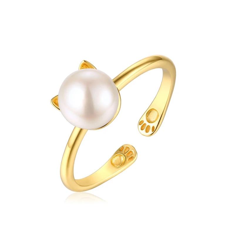 Simple Style Rose Gold Plated 925 Sterling Silver Stackable Mini Dainty Tiny Solitaire Freshwater pearl Ring