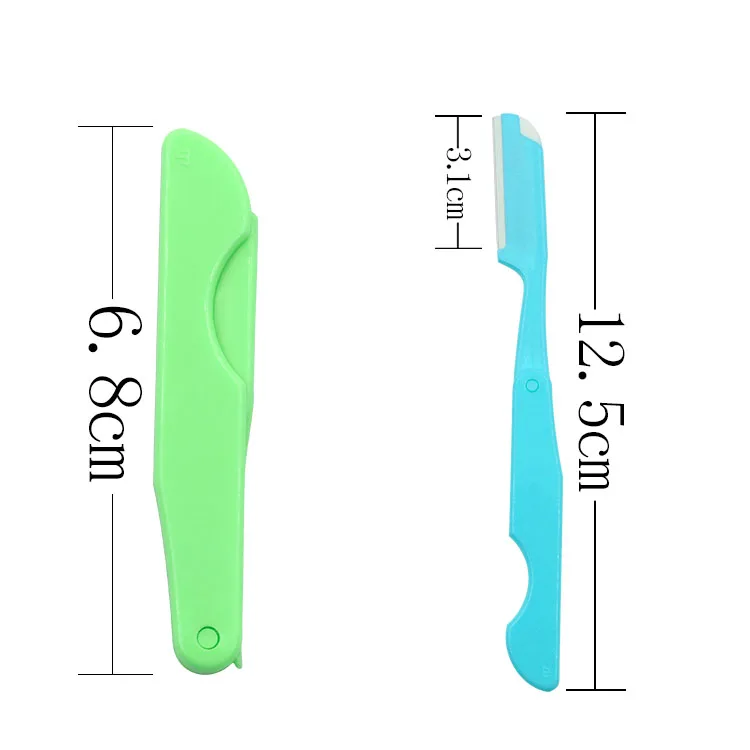 Colorful eyebrow trimmer plastic foldable makeup dedicated scraping eyebrow razor blades