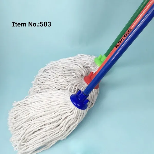 HQ503 white color microfiber mop with long painted iron handle junior helper mop