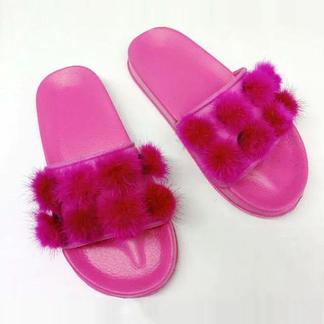 
soft children fur slippers fur slide sandals 