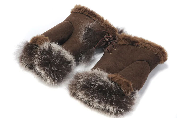 warm faux fur fabric fingerless gloves ladies fashion gloves