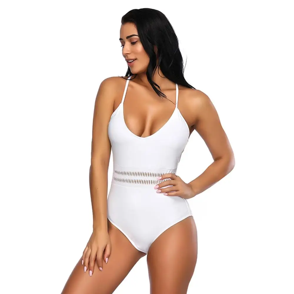 New Fashion Ladies bikini Swimwear White Waist Hollow Out Design women One Piece Swimsuit