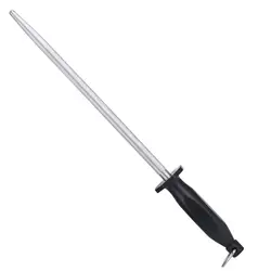 OEM custom 12 inch hand kitchen german knife sharpening steel rod with black PP plastic handle