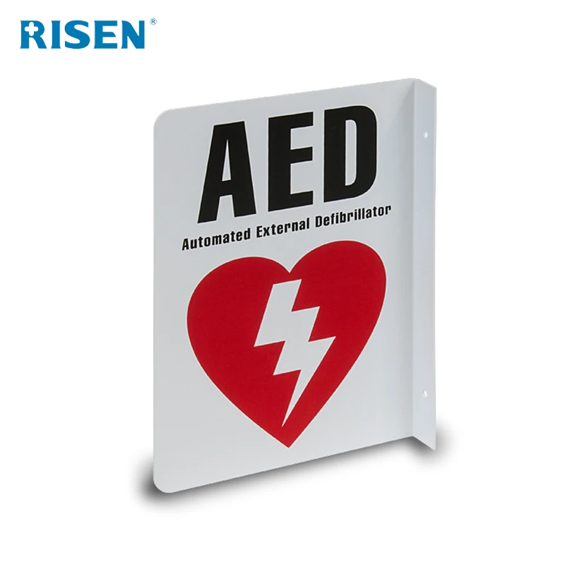 
OEM service logo print customized defibrillator signs aed wall sign for emergency training class 