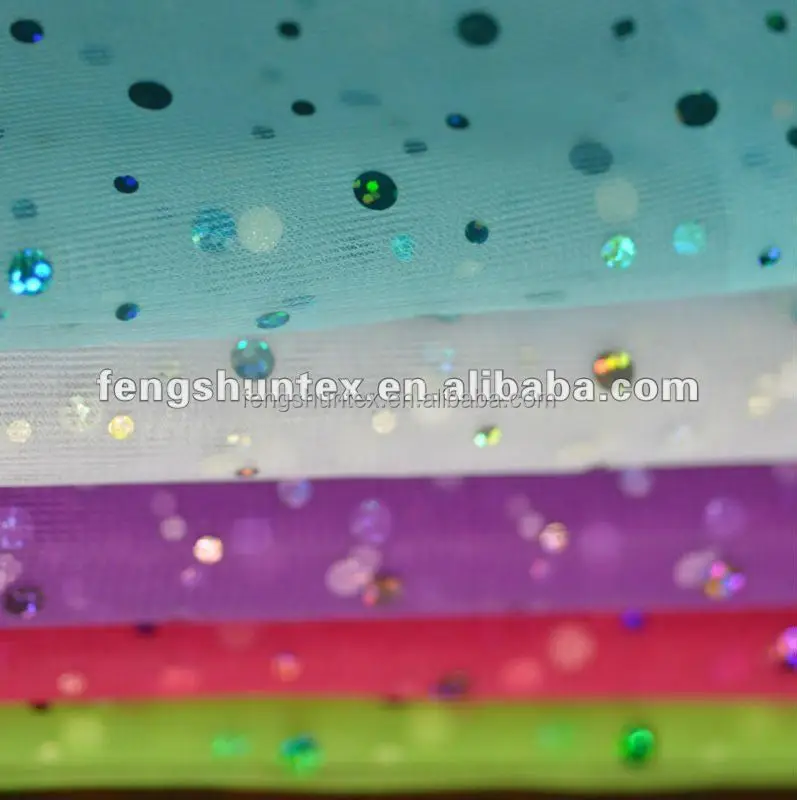 foil printing dot tulle fabric