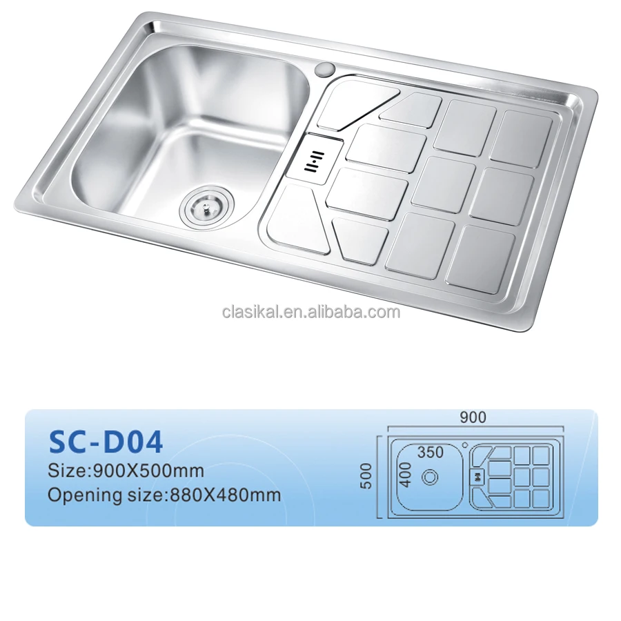 Kitchen Sink with Tray Stainless Steel 621A UCPC High Quality Large Size Square Modern Dining Above Counter Basin Brushed CN;GUA
