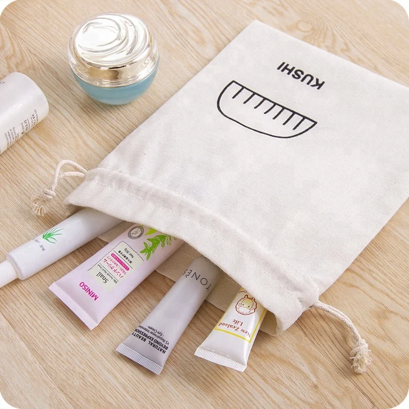 Qetesh Oem Organic Gift Cotton Drawstring Pouch Bag With Custom Design