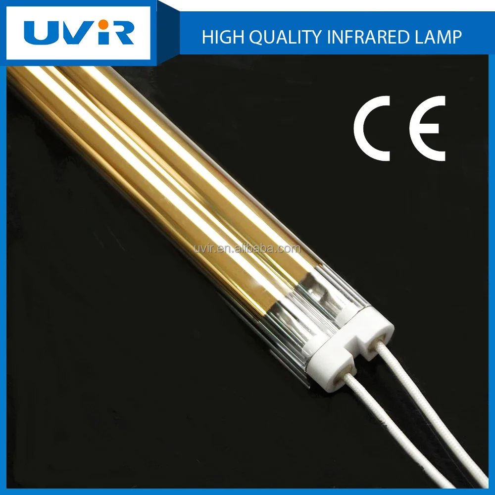 Gold twin tube mediumwave infrared heater for powder coating IR lamp
