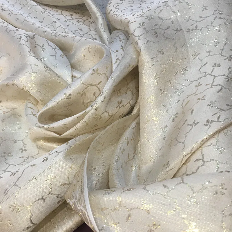 Золотая шелковая жаккардовая шелковая ткань