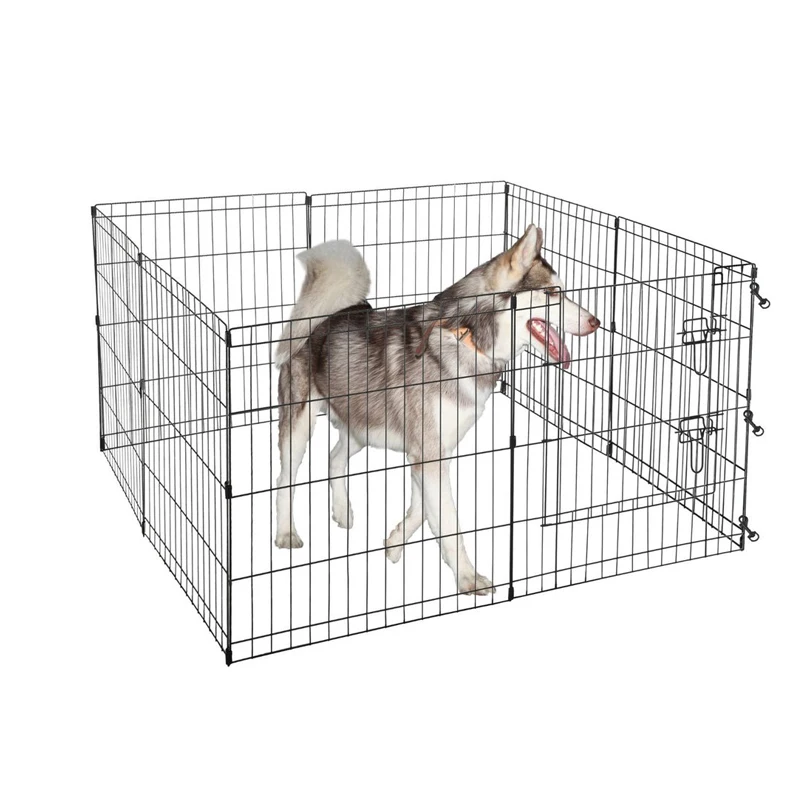 8 Panels 24 30 36 42 48Inch  Pet Playpen Foldable Metal Square Tube Dogs Exercise Pen Outdoor Dog Playpen Kennel Fence Wire Mesh