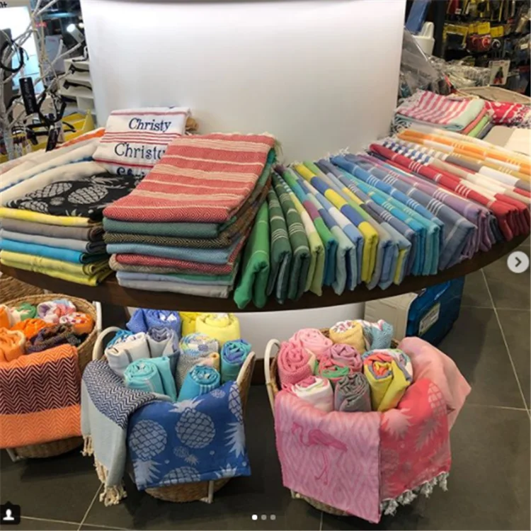 China Suppliers Light Weight Stripe 100% Cotton Turkish Beach Towel With Tassel