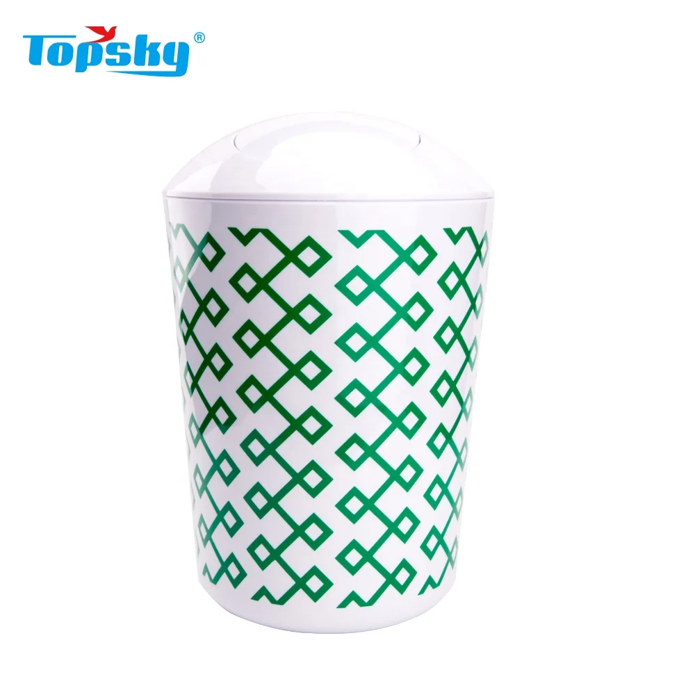 Plastic trash can with lid  and colorful bathroom kitchen living room garbage bin