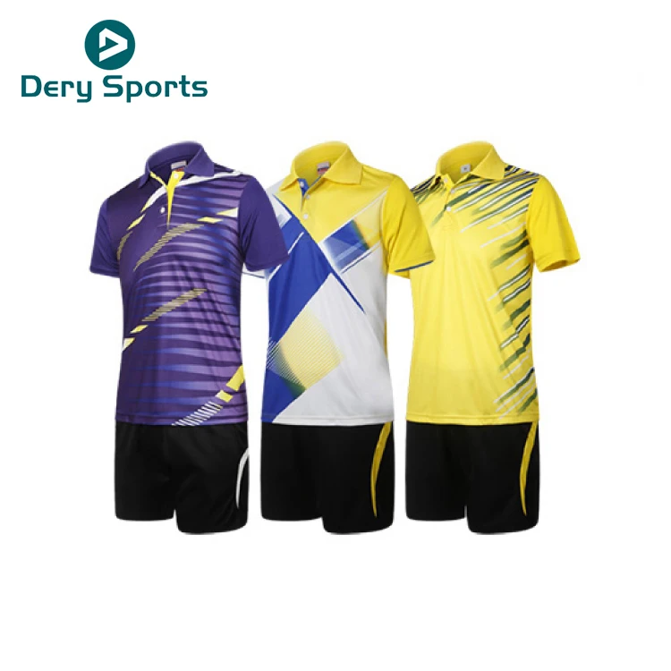 Мужская спортивная форма с сублимационной печатью, воротник поло, теннисная куртка для бадминтона, футболки, Джерси