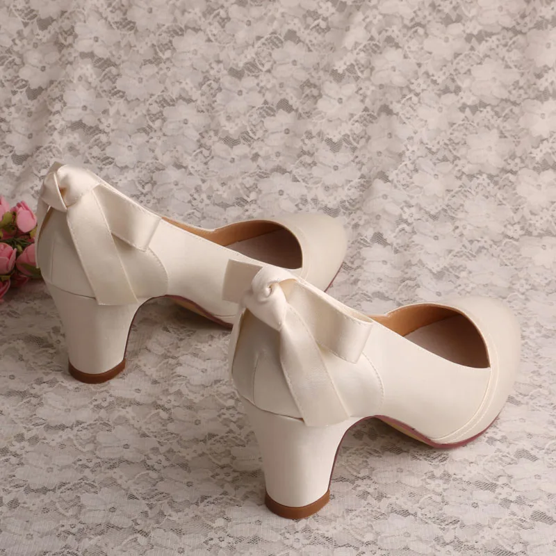 Ivory Court Shoes Block Heel