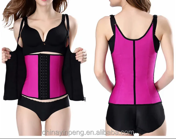 Женские резиновые талии тренер с двумя слой застежка-молния без со стальными косточками подгрудный корсет жилет для неопрен Body Shaper