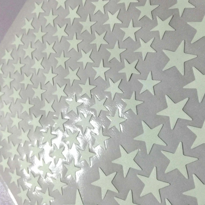 Custom die cut shape glow sticker in the dark for room decoration Wholesale green light luminous stars stickers