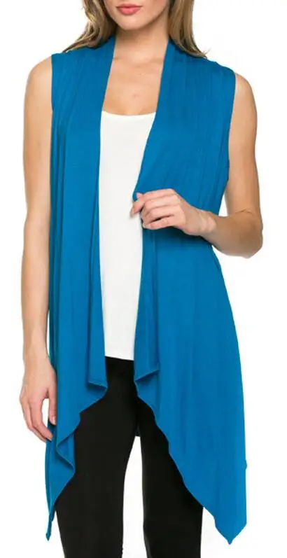 plus size Women Open Front Vest Long Tunic Top Shawl Collar Draped Cardigan