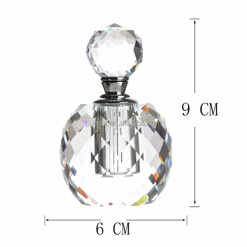 6ml Clear Prism Round Luxury Refillable Women Parfum Vintage Empty K9 Crystal Cut Glass perfume Bottle