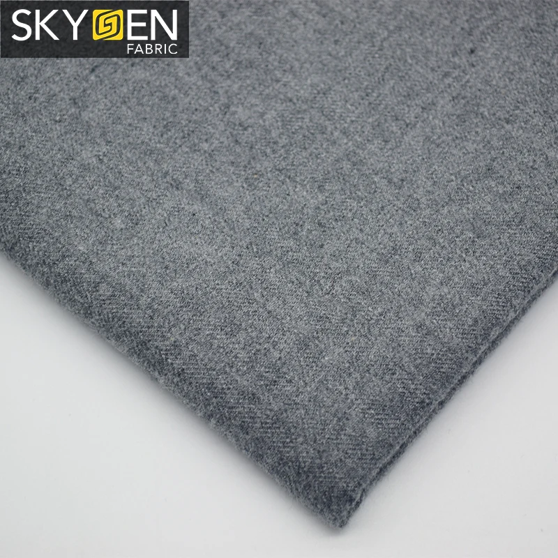 Skygen China supplier wholesale peaching finish yarn dyed shirt solid herringbone cotton fabric for garment