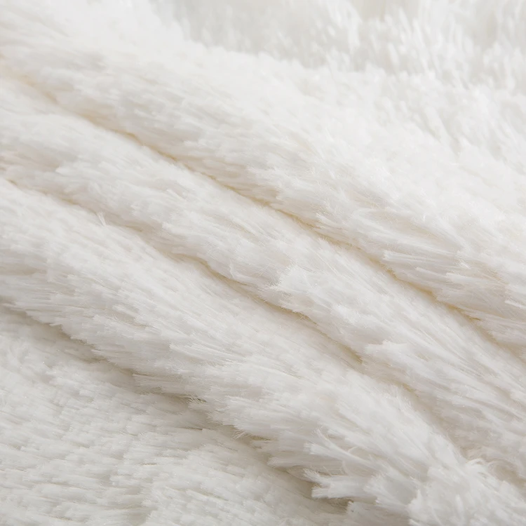 Лидер продаж, супер мягкое ворсовое одеяло из искусственного меха, уютные одеяла, длинные пушистые теплые элегантные флисовые жаккардовые одеяла в полоску из 100% полиэстера