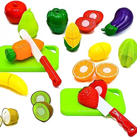 Funny Kitchen Toys Cutting Vegetable Toy Set For Kids Role Playing Cooking Game Set With Storage Bucket And Playing Table
