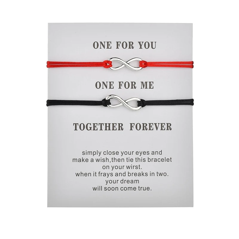 Браслеты женские с шармами «Бесконечная любовь» 2 шт./компл. регулируемые плетеные браслеты-цепочки браслеты